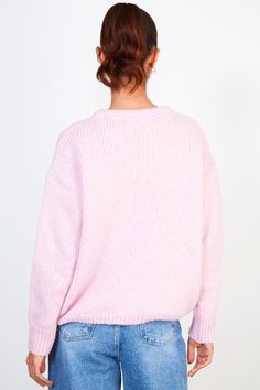 - Fit: True to size- Measurements: 1. Chest: 61.5cm, 2. Length: 60cm- Materials: 80% acrylic, 20% polyester- Thickness: Moderate- Sheerness: None- Stretch: Low- Lining: None- Care: Gentle wash cold and dry in shade Pink Ribbed Collar Winter Sweater, Oversized Pink Crew Neck Cardigan, Oversized Pink Outerwear With Ribbed Cuffs, Cozy Pink Outerwear With Ribbed Cuffs, Oversized Pink Sweater For Fall, Cozy Pink Sweater With Ribbed Cuffs, Oversized Cozy Pink Cardigan, Oversized Pink Knitted Sweater, Oversized Pink Sweater For Winter