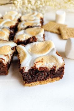 some brownies with marshmallows on top of them