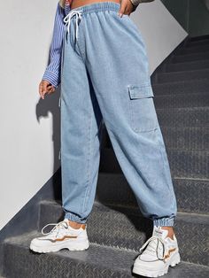 Light Wash    Denim Plain Jogger Embellished Non-Stretch  Plus Size Denim 80s Jeans, Dynasty Outfits, Vintage Denim Jeans, Spring Break Outfit, Casual Trousers, Light Wash Denim, Plus Size Jeans, Jogger Jeans, Trouser Pants