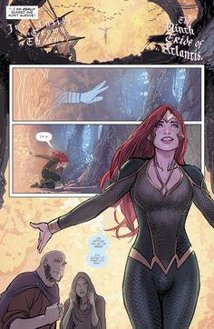 an image of a woman with red hair in a comic book, surrounded by other people