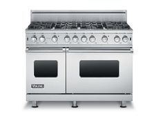 a stainless steel oven with two burners and one door on the front, is shown