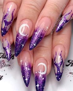 Unghie Nail Art, Halloween Nail Designs, Halloween Nail Art, Dope Nails, Purple Nails