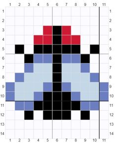 an image of a pixellated pattern with numbers and colors in the form of squares