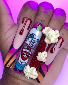 3d Halloween Nails, Horror Nails, Clown Posse, Halloween Acrylic Nails, Insane Clown Posse, Insane Clown, Anime Nails, Grunge Nails