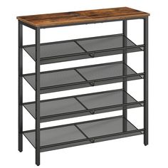 an industrial style shelving unit with four shelves and one shelf on the bottom,