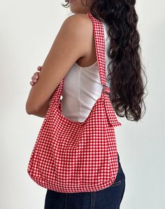 Red Gingham Bag | Roscoe – motelrocks-com-us Gingham Bag, Jumper Short, Red Tote Bag, Motel Rocks, Red Tote, Bandeau Dress, Strappy Top, Crop Top Tees, Red Gingham