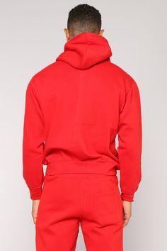 Available In Black, Heathered Grey, White, Navy, Red, Orange, Pink And Blue Hood With Drawstring Long Sleeve Kangaroo Pocket Ribbing On Cuffs And Hem Female Model Is Wearing Size Medium 80% Cotton 20% Polyester Imported | Mens Tyson Hoodie in Red size Medium by Fashion Nova