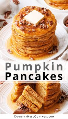 pumpkin pancakes stacked on top of each other