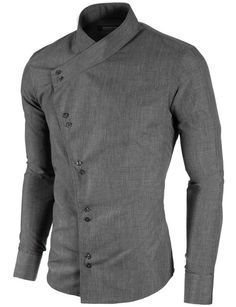 MODERNO Mens Slim Fit Asymmetric Casual Shirt (MOD1430LS) Charcoal Mens Kurta Designs, Slim Fit Casual Shirts, Jackets Men Fashion, Men’s Suits