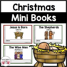 christmas mini books with pictures of the birth of jesus