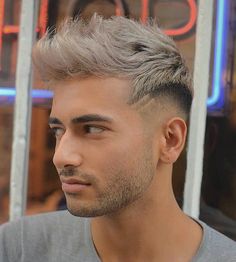 Medium Fade Haircut, Fade Haircut Styles, Dyed Hair Men, Mid Fade, Mens Hair Colour, Hair Styles 2017