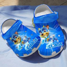 Cool Paw Patrol Chase Blue Classic Clogs Casual Blue Mules With Rubber Sole, Casual Light Blue Slip-on Clogs, Blue Non-slip Slip-on Slippers, Non-slip Blue Slip-on Slides, Blue Slip-on Slippers With Rubber Sole, Synthetic Blue Clogs For Summer, Blue Synthetic Clogs For Summer, Casual Blue Slip-on Mules, Blue Closed Toe Mules With Rubber Sole