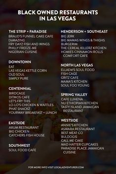 a menu for black owned restaurants in las vegas