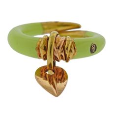 La Nouvelle Bague Gold Silver Lime Green Enamel Wrap Ring Silver Wrap Ring, Wrap Ring, Leaf Charms, Wrap Rings