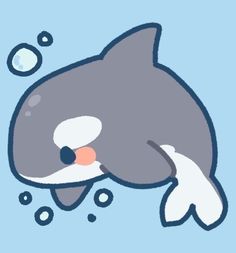 a drawing of a dolphin swimming in the water with bubbles around it's mouth