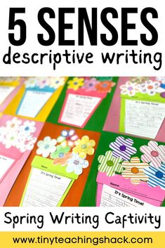 five different types of writing paper with the words 5 sensees descriptive writing on them