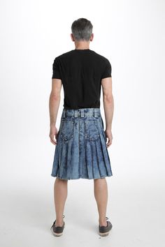 StoneWash Blue Denim Kilt for sales Stonewashed Fitted Denim Bottoms, Fitted Stonewashed Denim Bottoms, Fitted Medium Wash Pleated Bottoms, Fitted Pleated Medium Wash Bottoms, Pleated Medium Wash Denim Bottoms, Pleated Denim Blue Denim Bottoms, Pleated Denim Blue Bottoms, Acid Wash Denim Bottoms With Belt Loops, Casual Pleated Denim Blue Bottoms