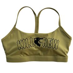 CLASSIC SPORTS BRA - OLIVE / BLACK - Kill Crew Seamless Sports Bra For Streetwear, Breathable Sports Bra Crop Top, Moisture-wicking Crop Top Sports Bra For Training, Fitted Sweat Resistant Sports Bra For Streetwear, Fitted Sweat-resistant Sports Bra For Streetwear, Fitted Sweat-wicking Sports Bra For Streetwear, Seamless Athleisure Sports Bra For Streetwear, Athleisure Seamless Sports Bra For Streetwear, Functional Sports Bra For Streetwear