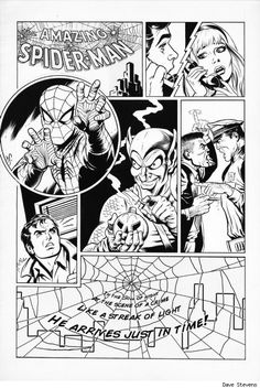 the amazing spider - man comic strip by james jufter, drawn in black and white