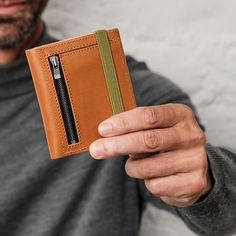 "Men's Wallets. This Leather Wallet is handmade to perfect minimalist style. Slim and compact slips easily into your pocket yet hold all your cards, cash and coins. The more you use your Gazur wallet, the more character it will develop with aging and use. W A L L E T - D E T A I L S -        100% reclaimed leather -        One-year Warranty -        6 card slots, each can carry multiple cards -        Spacious notes compartment (up to 15.2cm / 6\" long) -        An external coin pocket with a Yk Modern Wallets With Pen Slots For Everyday Use, Mens Wallets, Wallet Minimalist, Brown Leather Wallet, Mens Wallet, Wallet Gifts, Perfect Gift For Him, Recycled Leather, Money Clip Wallet