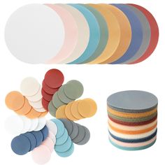 several different colors of round discs next to each other