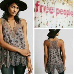 Free People Nwot Very Lightweight Material Re-Poshing I Bought This Nwt But Bought The Wrong Size. Flirty Semi Sheer Top. Definitely Will Need A Bralette. Gray Sleeveless Bohemian Top, Gray Bohemian Sleeveless Top, Free People Tank Top, Semi Sheer Top, Free People Tank, Lace Insert, Lace Tank Top, Sheer Top, Free People Tops