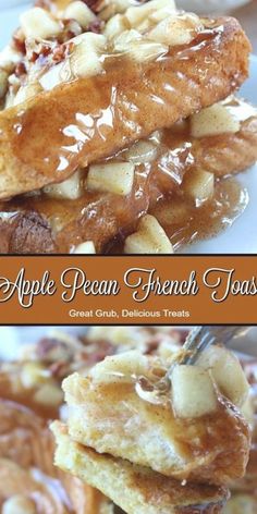 apple pecan french toast on a white plate