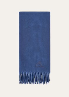 Extra-fine cashmere scarf with exclusive Loro Piana “frisson” finish, which gives the fabric sheen and adds luminosity to the colours. The perfect accessory for formal looks and casual outerwear. Classic Formal Pashmina Scarf, Classic Formal Pashmina Scarves, Luxury Formal Winter Scarves, Luxury Winter Formal Scarves, Elegant Wool Scarves For Formal Occasions, Luxury Pashmina Shawl Scarf, Elegant Blue Pashmina Shawl For Winter, Best Travel Accessories, Casual Outerwear