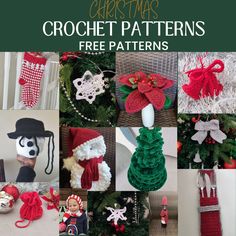 crochet patterns for christmas tree ornaments and decorations with text overlay that reads, christmas crochet patterns free patterns