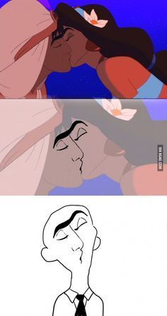 two cartoon faces with one woman kissing the other