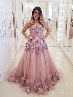 Long Prom Dresses Cheap, Prom Dresses Cheap, Embroidery Tulle, Cheap Prom Dresses Long, Tulle Embroidery, A Line Evening Dress, V Neck Prom Dresses, Vintage Prom, Dresses Cheap