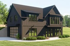 this is an artist's rendering of a house in the country side with lots of windows