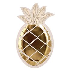 a gold pineapple shaped object on a white background