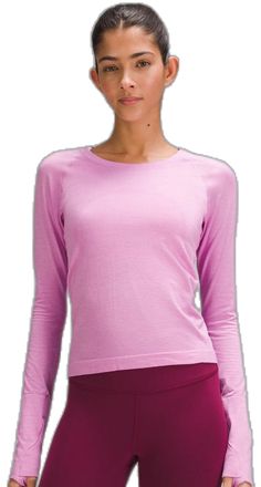 Swiftly Tech, Dahlia, Shirt Color, Lululemon Athletica, Colorful Shirts, Long Sleeve Tees, Size 4, Long Sleeve, Pink