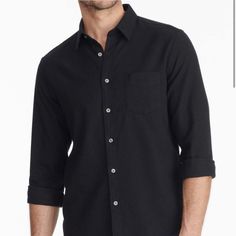 100% Cotton Xl Worn: 1x Black Collared Top For Casual Gatherings, Black Shirt For Everyday Fall Wear, Black Long Sleeve Shirt For Everyday, Black Everyday Shirt For Fall, Unstructured Black Button-up Shirt, Black Unstructured Classic Shirt, Classic Black Shirt With Relaxed Fit, Classic Black Relaxed Fit Shirt, Everyday Black Cotton Shirt