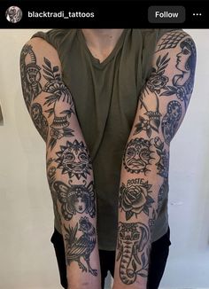 a man with many tattoos on his arms