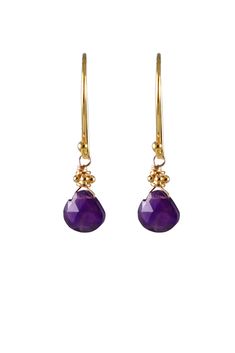 Tiny Gold Earrings Purple Gemstone Teardrop Dangle Earrings, Purple Gemstone Party Earrings, Purple Amethyst Teardrop Earrings For Pierced Ears, Purple Teardrop Gemstone Earrings, Amethyst Earrings For Party, Amethyst Teardrop Crystal Earrings, Amethyst Gemstone Earrings For Party, Purple Amethyst Teardrop Crystal Earrings, Single Purple Drop Earring