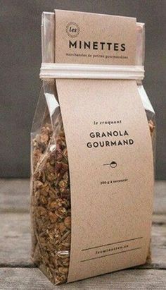 granola gourmand in a bag on a wooden table