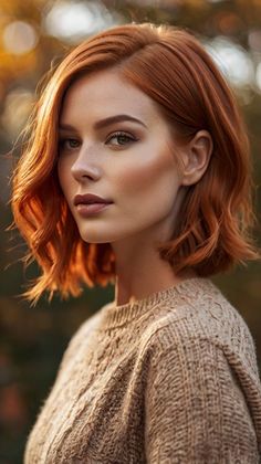 6 Reasons to Love Fall Hair Colors Copper Red Voluminous Curls This Fall! 🍁 Rusty Red Hair Color, Short Hair Copper Highlights, Bold Copper Hair, Rooted Red Hair, Copper And Red Highlights, Copper Hair Bright, Short Copper Red Hair, Short Hairstyle Women Red Hair, Natural Copper Hair Color