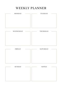 the printable weekly planner is shown in black and white, with four squares on each side