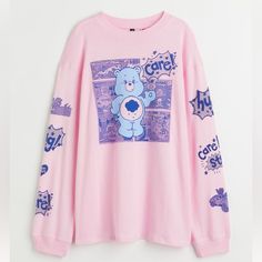 H&M Care Bear Long Sleeve T Shirt Oversized Kawaii Outfit Ideas, Kawaii Shirts, Printed Jersey, Little Outfits, Care Bear, Trendy Shirts, Care Bears, T Shirt Oversized