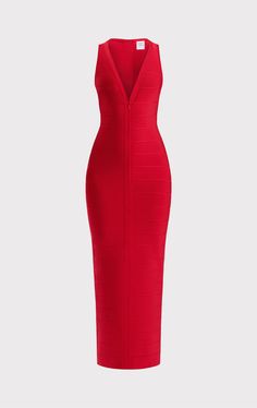 Casual Gowns Classy, Dress With Front Zipper, Monochromatic Fashion, Little Red Dress, Stylish Work Attire, Unique Prom Dresses, Cute Dress Outfits, Red Dress Women, Looks Party