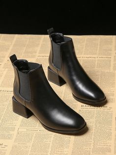 Black Elegant Collar   Plain Chelsea Boots Embellished   Women Shoes Fall Shopping List, Botas Chelsea, Chelsea Boots Women, Black Chelsea Boots, Boots Women Fashion, Black Boots Women, Genuine Leather Shoes, Boots And Sneakers, Fashion Boots