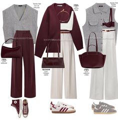 Beige Maroon Outfit, Outfits For Deep Winter Women, Maroon Beige Outfit, Maroon Winter Outfits, Burgundy Capsule Wardrobe, Burgundy And Blue Outfit, Beige Hose, Maroon Outfit