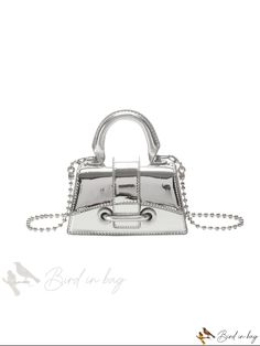 Bird in Bag - Silver Metallic Glitter Chain Metallic Chain Bag For Party, Trendy Silver Party Bags, Trendy Metallic Party Bags, Chic Metallic Silver Party Bags, Silver Glitter Bag For Night Out, Bags 2024, Chic Crossbody Bag, Retro Purse, Mini Coin Purse