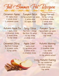 an apple cider recipe is shown with apples and cinnamons in the fall season