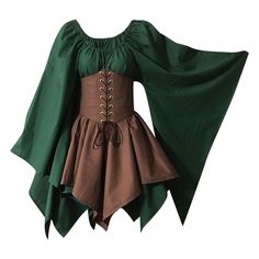 Shirt Dress With Corset, Medieval Costume Women, Elven Cosplay, Robin Hood Costume, Era Victoria, Fair Outfit, Vestidos Retro, Dress With Corset