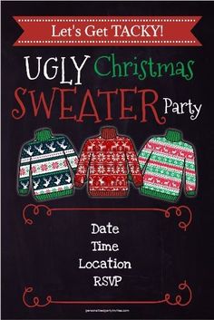 The 2nd Ugly Christmas Sweater Party Flyer Template Free Design by Two Package; ugly christmas sweater flyer template, christmas event flyer template, ugly christmas sweater for men, extremely ugly christmas sweaters. Ugly Christmas Sweater Invitations, Ugly Sweater Invitations, Ugly Christmas Sweater Party Invitations, Surprise Birthday Invitations, Ugly Sweater Contest, Tacky Christmas Sweater, Designs Printable