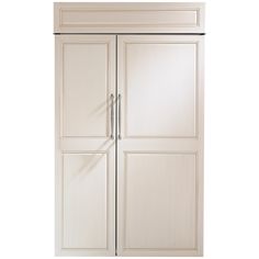 a tall white cabinet with two doors