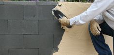 Concrete Block Walls, Spanish Bungalow, Cinder Block Walls, Cement Blocks, Build A Wall, Pressure Treated Wood, Cinder Block, Block Wall, Concrete Blocks